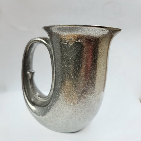 Set of 2 Vintage Wilton Armetale RWP Horn shaped Beer Stein Tankard Mug - Picture 11 of 11